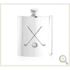 Personalised Crossed Golf Clubs 6oz English Pewter Hip Flask